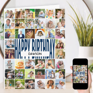 Personalised 40 Photo Collage Happy Birthday Card