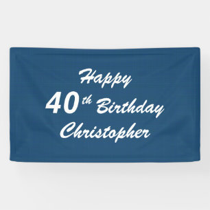 Personalised 40th / 45th Birthday Sign Blue Plaid