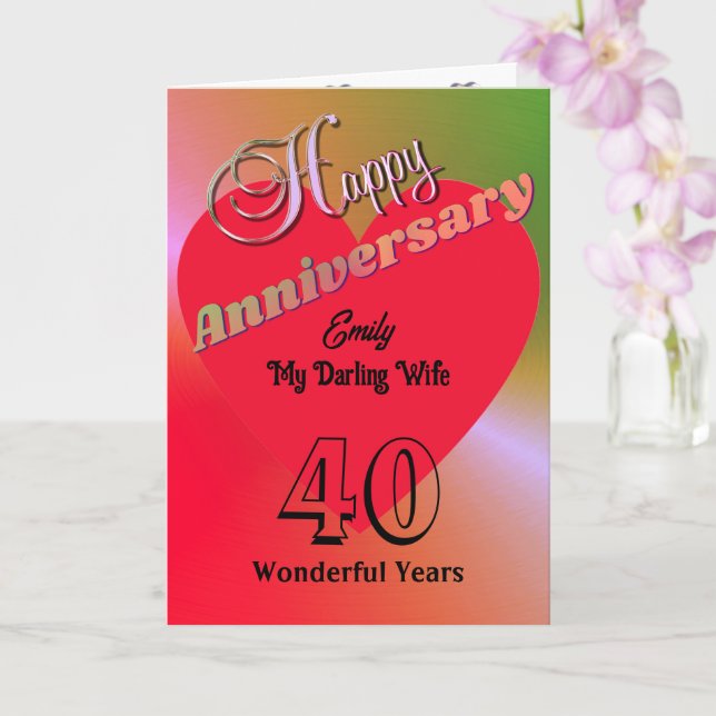 Personalised 40th Anniversary Card For Wife (Orchid)