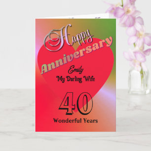 Personalised 40th Anniversary Card For Wife