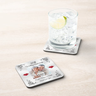 Personalised 40th Anniversary Gifts for Friends Coaster