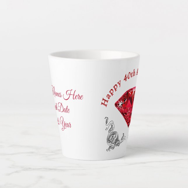 Personalised 40th Anniversary Gifts, Latte Mug (Front)