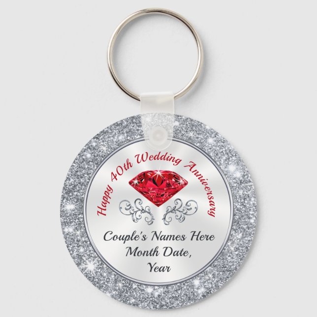 Personalised 40th Anniversary Party Favours Key Ring (Front)