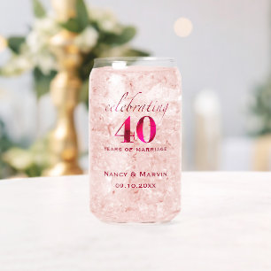 Personalised 40th Anniversary Ruby Rose Keepsake Can Glass
