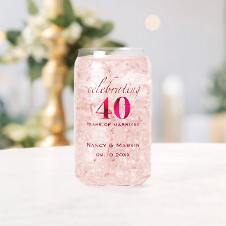 Personalised 40th Anniversary Ruby Rose Keepsake Can Glass