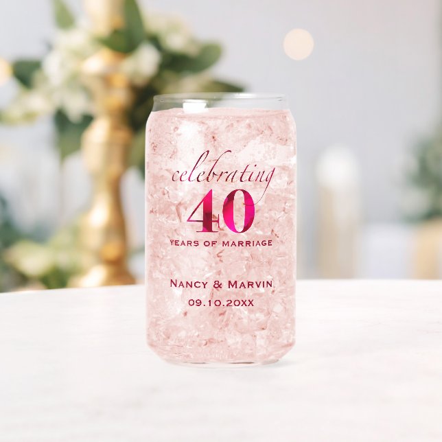 Personalised 40th Anniversary Ruby Rose Keepsake Can Glass (Insitu (Wedding))