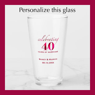 Personalised 40th Anniversary Ruby Rose Keepsake Glass
