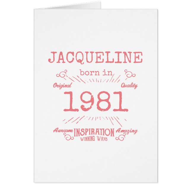 Personalised 40th Birthday 1981 Pink Retro For Her (Front)