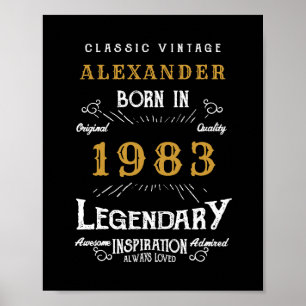 Personalised 40th Birthday 1983 Add Name Legendary Poster