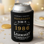 Personalised 40th Birthday 1986 Vintage Legendary Can Cooler<br><div class="desc">Celebrate a monumental 40th birthday with this Personalised Vintage Legendary Can Cooler! This unique keepsake is the perfect gift for someone special born in 1986, letting them know they are "Classic Vintage, " "Legendary, " "Awesome Inspiration, " and "Always Loved." The Perfect 40th Birthday Gift or Keepsake: Fully Customisable: Easily...</div>