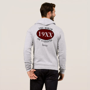 Personalised 40th Birthday Birth Of A Legend Grey Hoodie