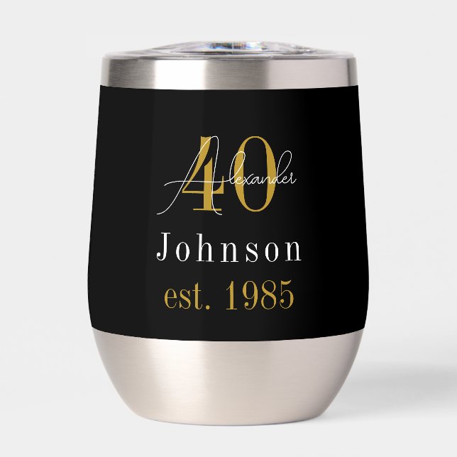 Personalised 40th Birthday Black Gold (Front)