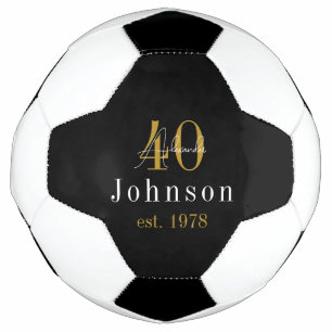Personalised 40th Birthday Black Gold Football
