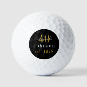 Personalised 40th Birthday Black Gold Golf Balls