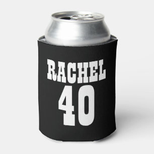 Personalised 40th Birthday Black White Can Cooler