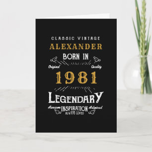 Personalised 40th Birthday Born 1981 Vintage Black Card