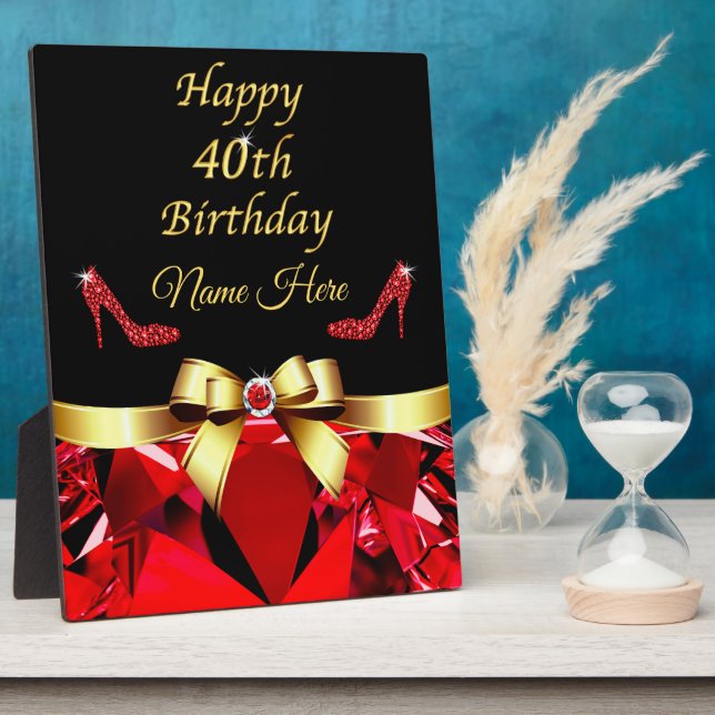 Personalised, 40th Birthday Gift Ideas for Women Plaque (Side)