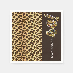 Personalised 40th Birthday Leopard Foil Balloon Napkin