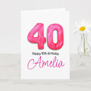 Personalised 40th Birthday Number Balloon Card