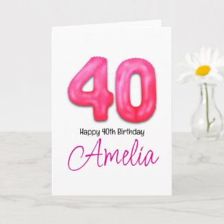 Personalised 40th Birthday Number Balloon Card