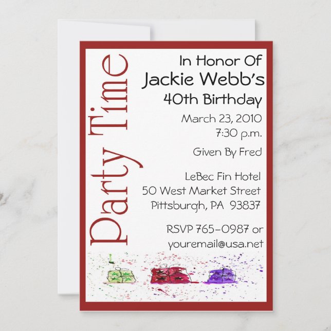 Personalised 40th Birthday Party Invitation (Front)