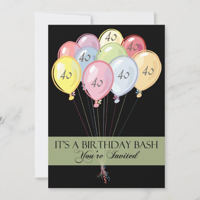 Personalised 40th Birthday Party Invitations (Front)