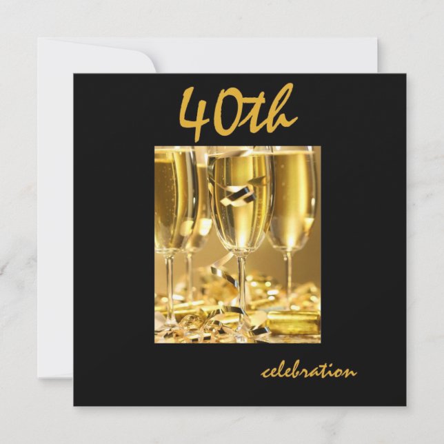 Personalised 40th Birthday Party Invitations (Front)
