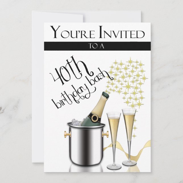 Personalised 40th Birthday Party Invitations (Front)