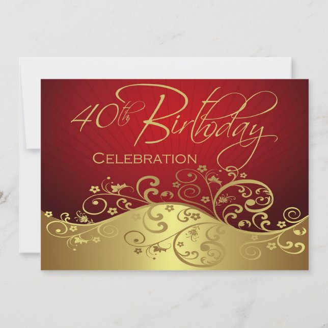 Personalised 40th Birthday Party Invitations (Front)
