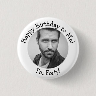 Personalised 40th Birthday Photo 3 Cm Round Badge