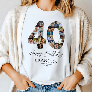 Personalised 40th Birthday Photo Collage T-Shirt