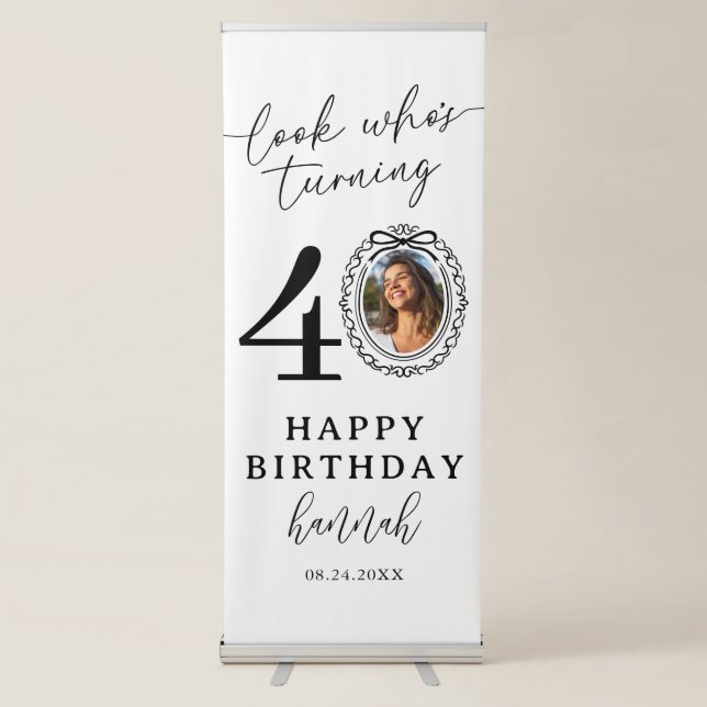 Personalised 40th Birthday Photo Retractable Banner (Front)