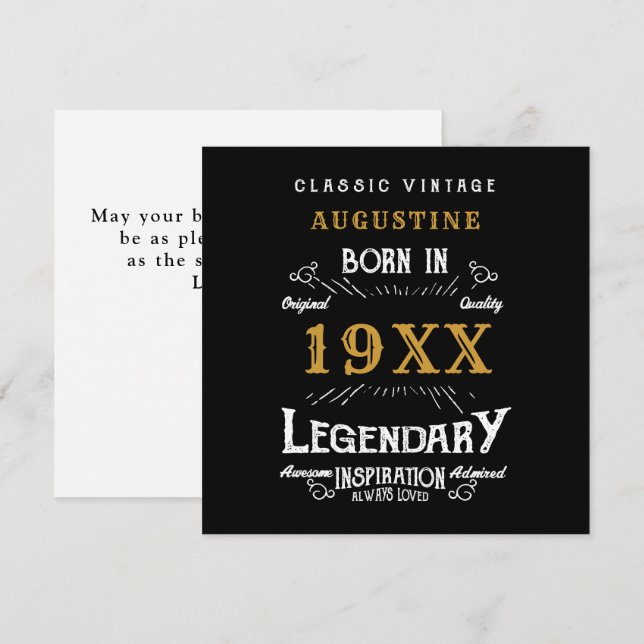 Personalised 40th Birthday Retro Black Gold Card (Front/Back)