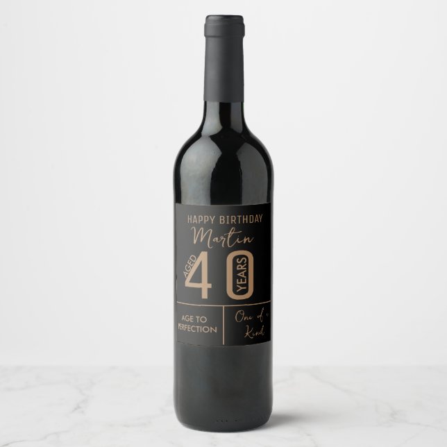 Personalised 40th Birthday wine label (Front)