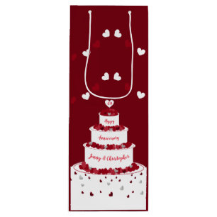 Personalised 40th Ruby Wedding Anniversary cake Wine Gift Bag
