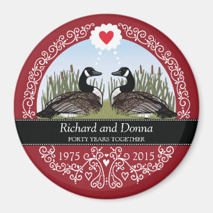 Personalised 40th Wedding Anniversary, Geese Magnet