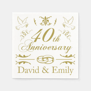 Personalised 40th Wedding Anniversary Napkin