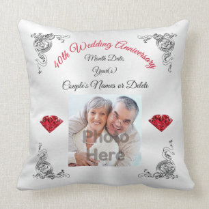 Personalised 40th Wedding Anniversary Present Cushion