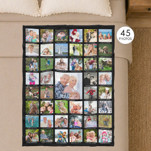 Personalised 45 Photo Collage Captions Your Colour Fleece Blanket