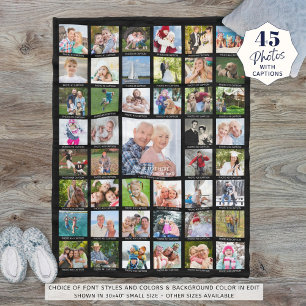 Personalised 45 Photo Collage Captions Your Colour Fleece Blanket