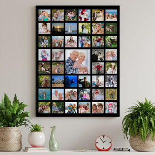Personalised 45 Photo Collage Custom Colour Poster