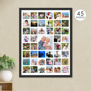 Personalised 45 Photo Collage Custom Colour Poster