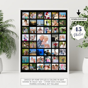 Personalised 45 Photo Collage Custom Colour Poster