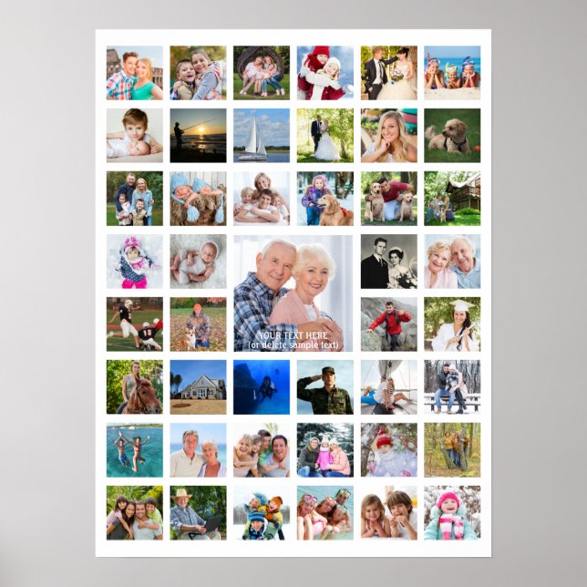 Personalised 45 Photo Collage Custom Colour Poster (Front)