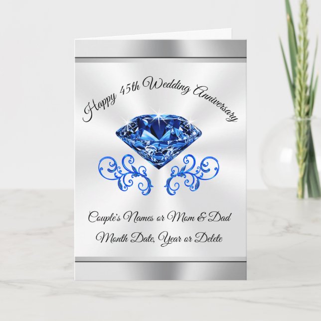 Personalised 45th Anniversary Cards, Sapphire Card (Front)