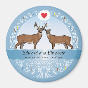 Personalised 45th Wedding Anniversary, Buck & Doe Magnet