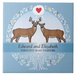 Personalised 45th Wedding Anniversary, Buck & Doe Tile