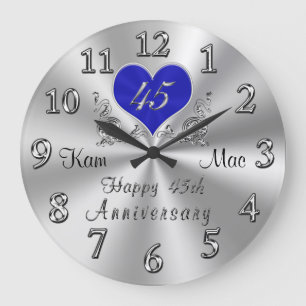 Personalised 45th Wedding Anniversary Gifts, CLOCK