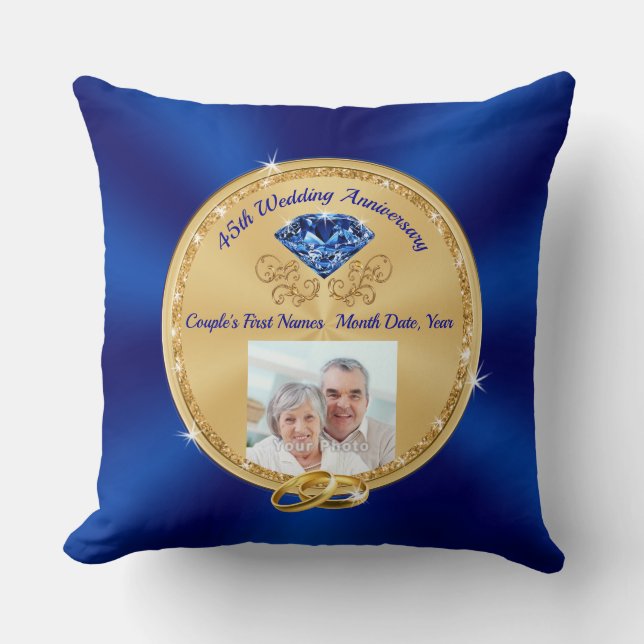 Personalised 45th Wedding Anniversary Gifts Cushion (Front)