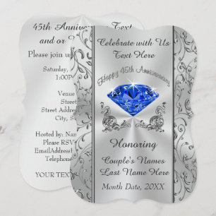 Personalised 45th Wedding Anniversary Invitations